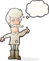 cartoon old man in poor clothes with thought bubble png