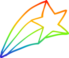 rainbow gradient line drawing of a cartoon shooting star png