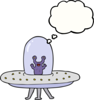 hand drawn thought bubble cartoon flying saucer png