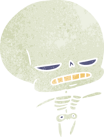 hand drawn retro cartoon of spooky kawaii skeleton png