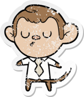 distressed sticker of a cartoon monkey png