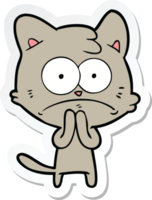 sticker of a cartoon nervous cat png