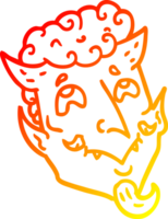 warm gradient line drawing of a cartoon devil face png