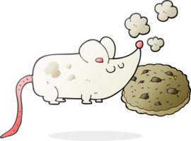 cute  hand drawn cartoon mouse and cookie png