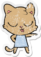 distressed sticker of a cartoon cat pointing png