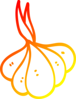 warm gradient line drawing of a cartoon sprouting garlic png