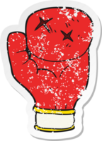 retro distressed sticker of a cartoon boxing glove png