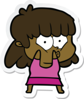 pegatina de una niña silbando de dibujos animados png