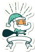 sticker of a tattoo style santa claus christmas character with sack png
