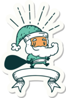 adesivo de um personagem de natal de papai noel estilo tatuagem com saco png