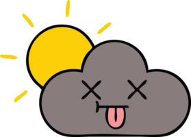 cute cartoon of a storm cloud and sun png