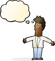 cartoon happy man with thought bubble png