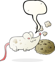 cute  hand drawn speech bubble cartoon mouse and cookie png