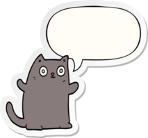 tekenfilm kat met toespraak bubbel sticker png