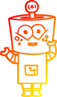 warm gradient line drawing of a happy cartoon robot waving hello png