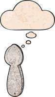 cartoon spoon with thought bubble in grunge texture style png