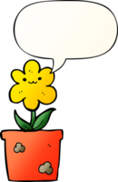 desenho animado casa plantar com discurso bolha dentro suave gradiente estilo png