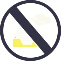 flat color retro cartoon of a paper ban sign png