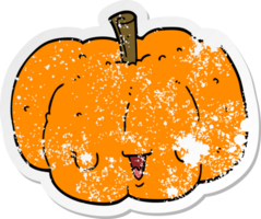 distressed sticker of a cartoon pumpkin png