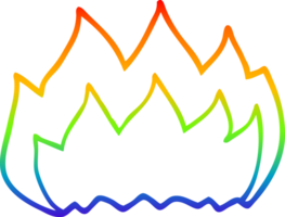 arco iris degradado línea dibujo de un dibujos animados caliente fuego png