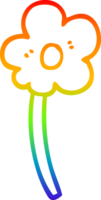 rainbow gradient line drawing of a cartoon flower png