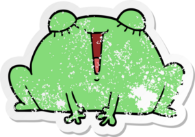 distressed sticker of a cute cartoon frog png