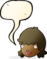 cartoon female face with surprised expression with speech bubble png