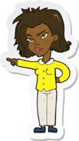 sticker of a cartoon woman pointing png