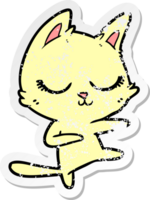 distressed sticker of a calm cartoon cat png