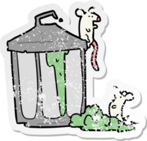 distressed sticker of a cartoon garbage can png