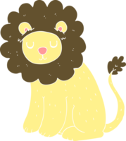 flat color illustration of cute lion png