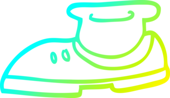 cold gradient line drawing of a cartoon shoe and sock png