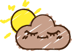 dessin à la craie nuage et soleil png