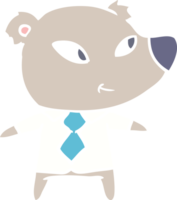 cute flat color style cartoon bear in office clothes png