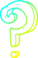 cold gradient line drawing of a cartoon question mark png