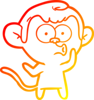 warm gradient line drawing of a cartoon hooting monkey png