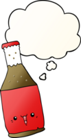 dibujos animados cerveza botella con pensamiento burbuja en suave degradado estilo png