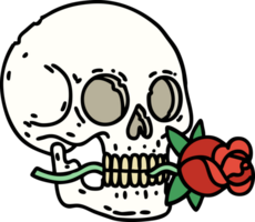 tattoo in traditional style of a skull and rose png