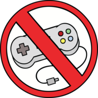 cute cartoon of a no gaming allowed sign png