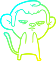 cold gradient line drawing of a cartoon monkey png