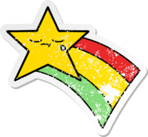 verontruste sticker van een schattige cartoon vallende regenboogster png