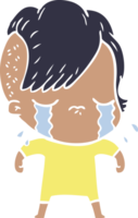 menina chorando de desenho animado de estilo de cor plana png