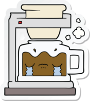 sticker of a cartoon crying filter coffee machine png