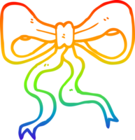 rainbow gradient line drawing of a cartoon bow png