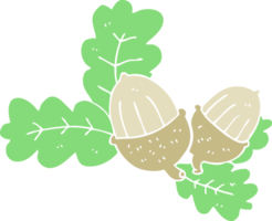 flat color illustration of acorns and leaves png