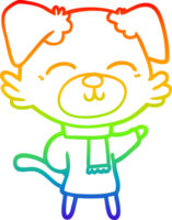 rainbow gradient line drawing of a cartoon dog png