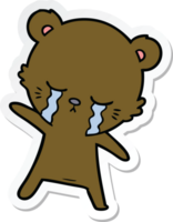 autocollant d'un ours de bande dessinée qui pleure png