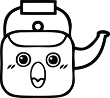 line drawing cartoon of a kettle png