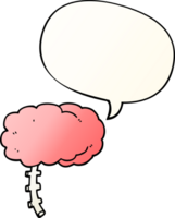 cartoon brain with speech bubble in smooth gradient style png