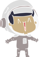 happy flat color style cartoon astronaut png